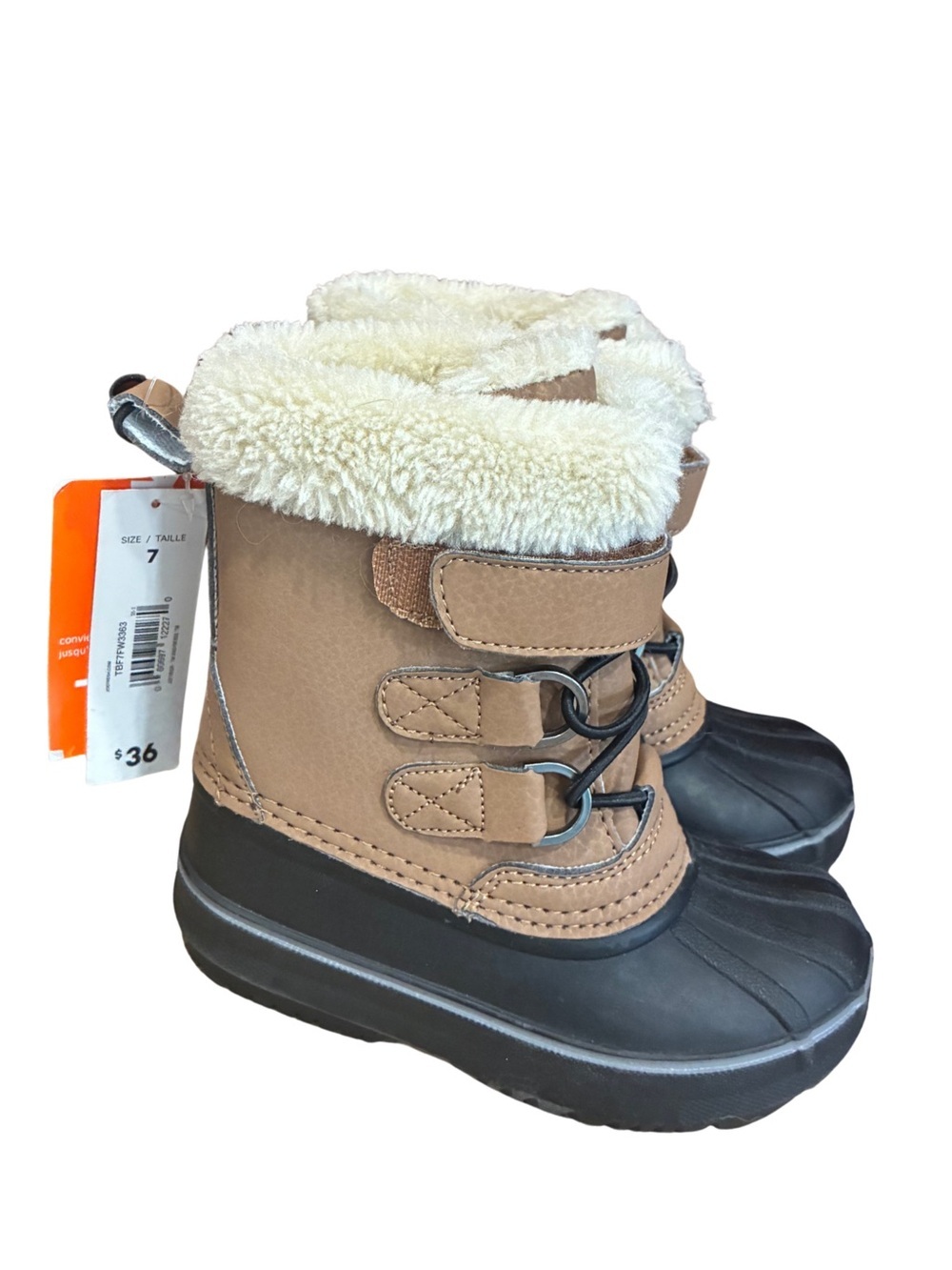NWT Joe Fresh Toddler Winter Snow Boots Brown Black Size 7
